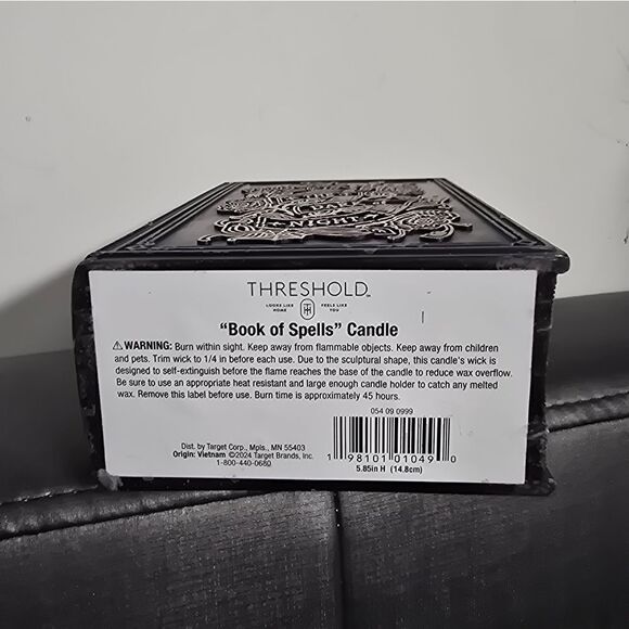 New Witchy Spooky Threshold 6" Book of Spells Black Candle - Picture 9 of 11
